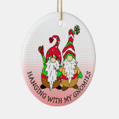 Hangen met mijn Gnomies Kerstmis Keramisch Ornament (Rechts)