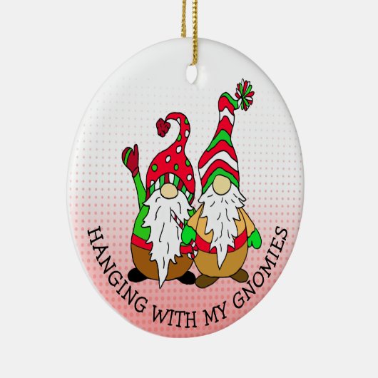 Hangen met mijn Gnomies Kerstmis Keramisch Ornament (Rechts)