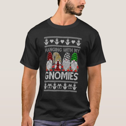 Hangen met mijn kerst-kutnomes van Gnomies T-shirt (Voorkant)