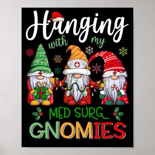 Hangen met mijn Med Surg Gnomies zuster Kerstmis Poster (Voorkant)