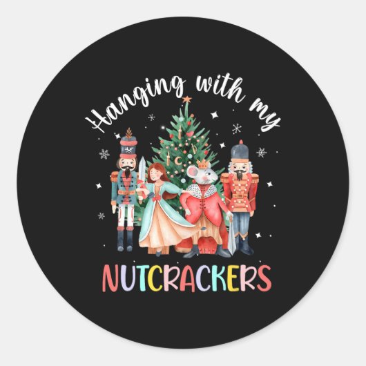 Hangen met mijn Nutcrackers Squad kerstballet Ronde Sticker (Voorkant)