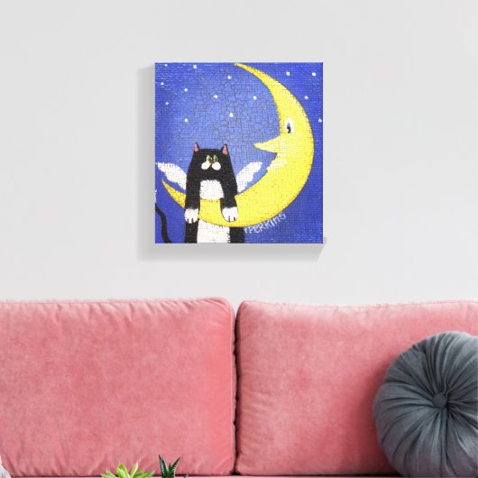 Hangen op de maan canvas afdruk (Insitu (Woonkamer))