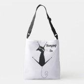 Hangen op zwarte kat crossbody tas (Achterkant)