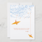 Hangen Oranje Origami Cranes & Love Quote Wedding Kaart (Achterkant)