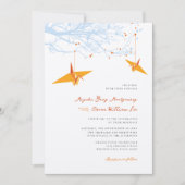 Hangen Oranje Origami Cranes & Love Quote Wedding Kaart (Voorkant)