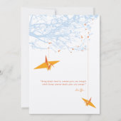 Hangen Oranje Origami Cranes & Love Quote Wedding Kaart (Achterkant)