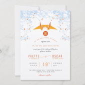 Hangen Oranje Origami Cranes & Love Quote Wedding Kaart (Voorkant)