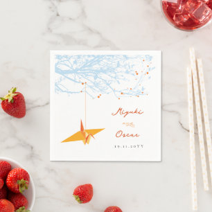 Hangen Oranje Origami Paper Crane Asian Wedding Servet