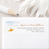 Hangen Oranje Papier Crane Asian Wedding Address Etiket (Insitu)