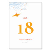 Hangen Origami Oranje Paper Crane Asian Wedding Kaart (Achterkant)