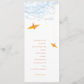 Hangen Origami Oranje Paper Crane Asian Wedding Menu (Achterkant)