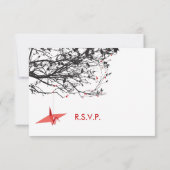 Hangen Origami Paper Cranes Asian Wedding RSVP Kaartje (Achterkant)