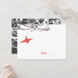 Hangen Red Origami Paper Cranes Asian Wedding Plaatskaartje