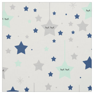 Hangen Slapy Eyes Stars Navy Blue Mint Green Stof
