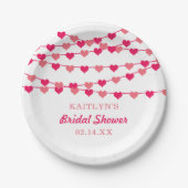 Hangen String Love Harten Bruiloft Feest Papieren Bordje (Voorkant)