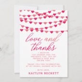 Hangen String Love Hartjes Bruiloft Bedankkaart (Voorkant)