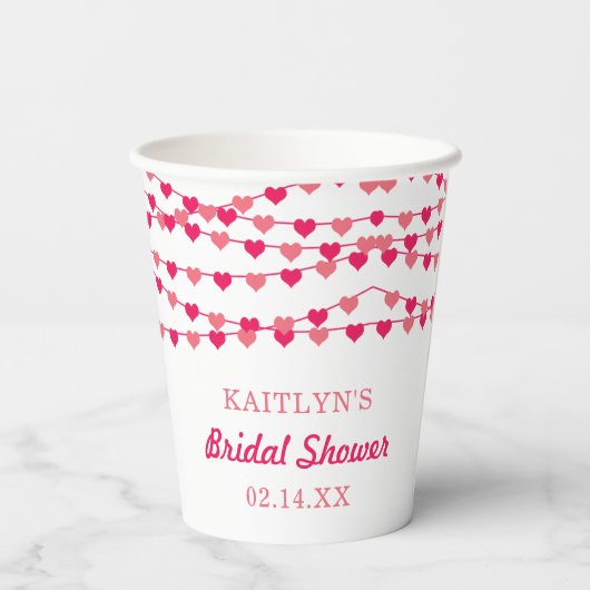 Hangen String Love Hartjes Bruiloft Feest Papieren Bekers (Achterkant)