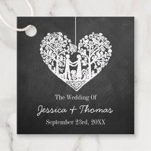 Hangend Collectie van de Hart Tree Chalkboard Wedd Bedankjes Labels (Voorkant)