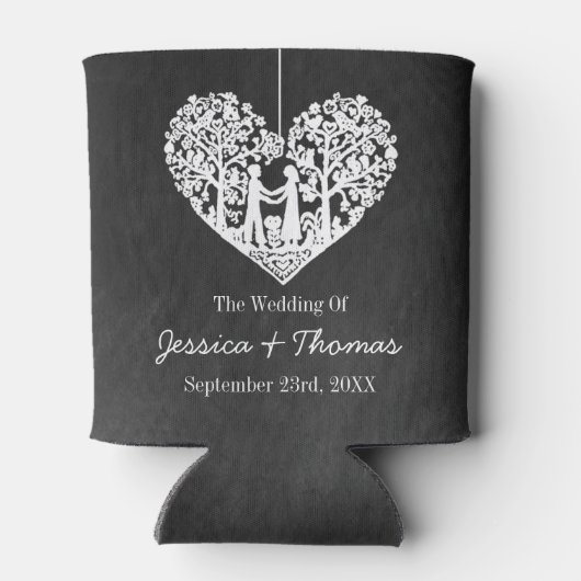 Hangend Collectie van de Hart Tree Chalkboard Wedd Blikjeskoeler (Achterkant)