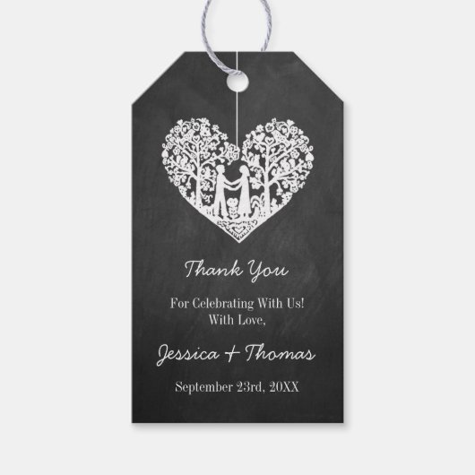 Hangend Collectie van de Hart Tree Chalkboard Wedd Cadeaulabel (Voorkant)