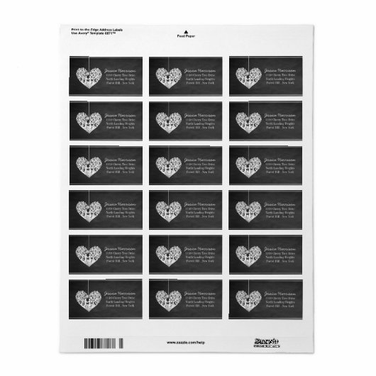 Hangend Collectie van de Hart Tree Chalkboard Wedd Etiket (Full Sheet)