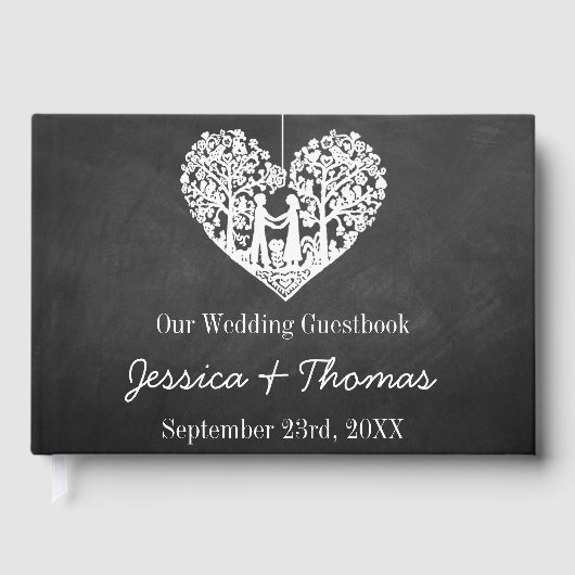Hangend Collectie van de Hart Tree Chalkboard Wedd Gastenboek (Voorkant)