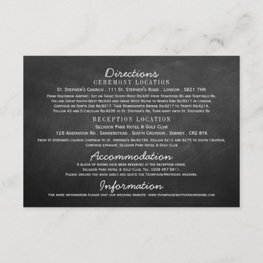 Hangend Collectie van de Hart Tree Chalkboard Wedd Informatiekaartje (Achterkant)