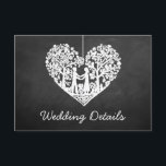 Hangend Collectie van de Hart Tree Chalkboard Wedd Informatiekaartje<br><div class="desc">Deze trouwdetailkaarten hebben een romantische hangende boom, en binnenkort zijn man en vrouw, die is gesneden in de vorm van een hart. De achtergrond van het krijtbordeffect maakt deze detailkaarten perfect voor om het even welk paar die een romantisch huwelijksfeest plannen. Deze detailkaarten kunnen gemakkelijk worden aangepast om uw partijbehoeften...</div>