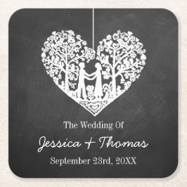 Hangend Collectie van de Hart Tree Chalkboard Wedd Kartonnen Onderzetters