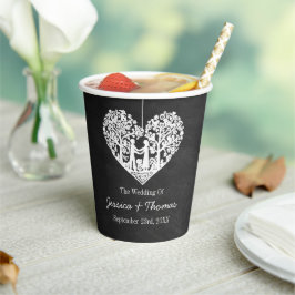 Hangend Collectie van de Hart Tree Chalkboard Wedd Papieren Bekers