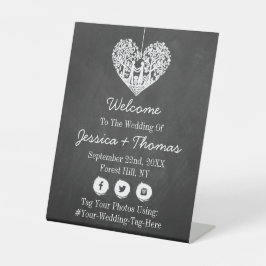Hangend Collectie van de Hart Tree Chalkboard Wedd Reclamebord Met Voetstuk