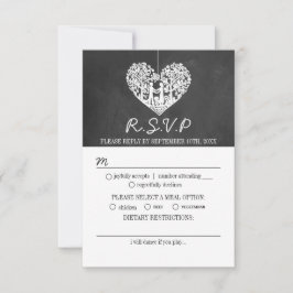 Hangend Collectie van de Hart Tree Chalkboard Wedd RSVP Kaartje