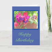 Hangend Fuchsia Plant/Happy Birthday/aanpasbaar Kaart (Voorkant)
