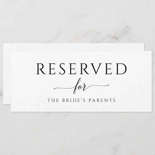 Hangend gereserveerd romantisch kalligrafie trouwb kaart (Voorkant / Achterkant)
