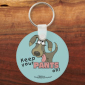 Hangend hondje houden broek aan sleutelhanger (Voorkant)