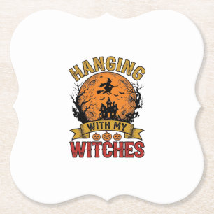 Hangend met mijn Heksen Halloween Vintage T-shirt  Kartonnen Onderzetters
