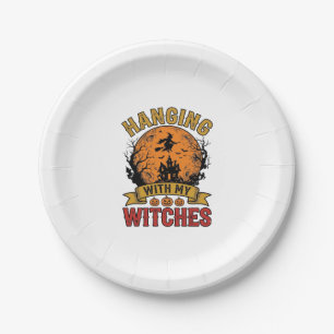Hangend Met Mijn Heksen Halloween Vintage T-shirt  Papieren Bordje