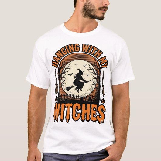 Hangend Met Mijn Heksen Vintage Halloween T-shirt (Voorkant)