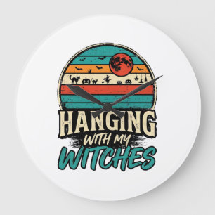 Hangend Met Mijn Heksen Vintage Halloween T-shirt Grote Klok