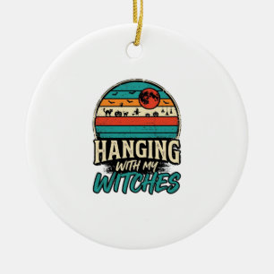 Hangend met mijn Heksen Vintage Halloween T-shirt Keramisch Ornament