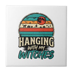 Hangend Met Mijn Heksen Vintage Halloween T-shirt Tegeltje