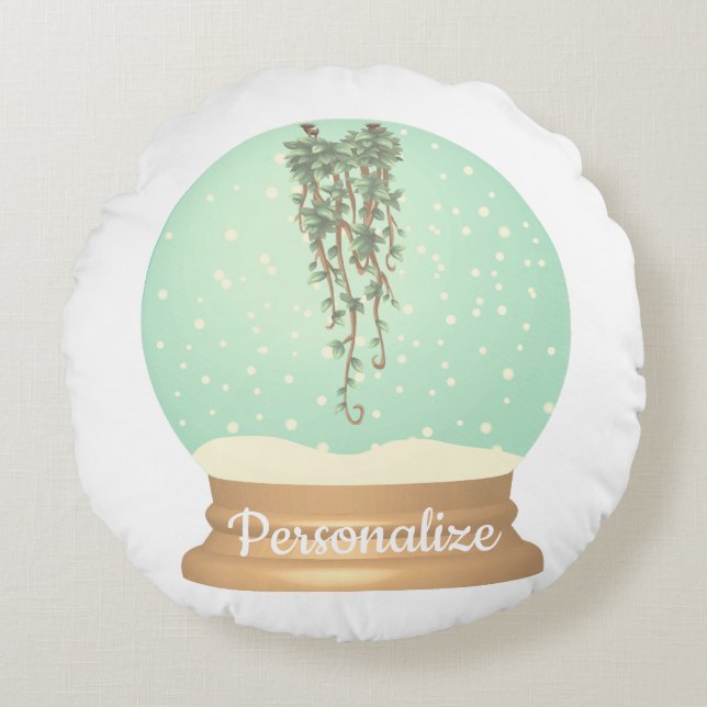 Hangend plant wereldbol uniek groen wit rond kussen (Voorkant)