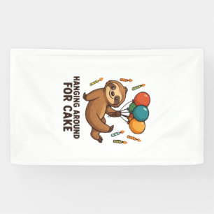 Hangend rond cake verjaardag ballon luiaard , C Spandoek