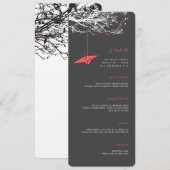 Hangend rood papier kraan op vertakking Aziatische Menu (Voorkant / Achterkant)