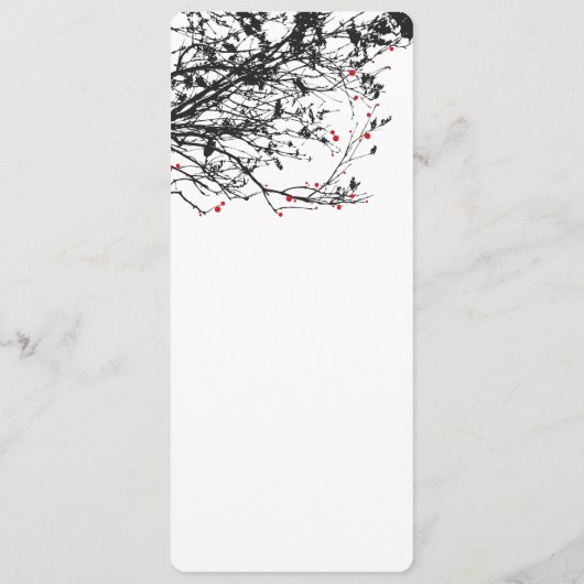 Hangend rood papier kraan op vertakking Aziatische Menu (Achterkant)