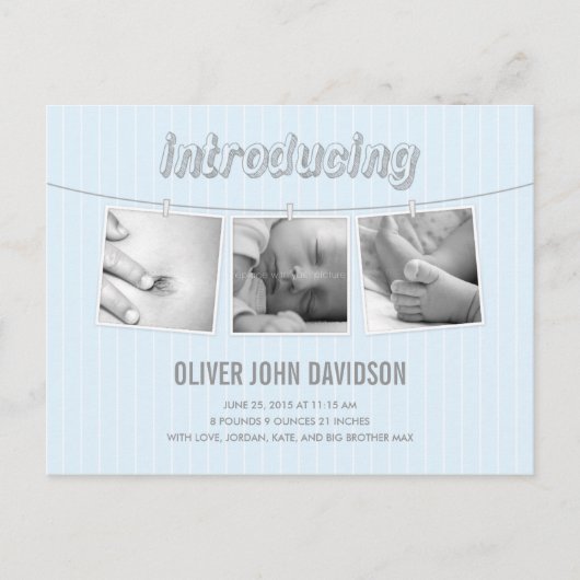 Hangende Afbeeldingen Geboorteaankondiging - Baby Aankondigingskaart (Voorkant)