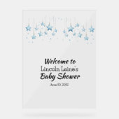 Hangende Begint Baby Boy Blue Baby shower Acryl Bord (Voorkant)