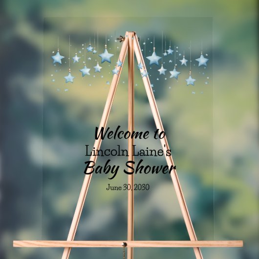 Hangende Begint Baby Boy Blue Baby shower Acryl Bord (Neutraal)
