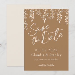 Hangende Bloemen Bladerdak Warm Beige Boho Aardse Save The Date
