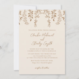 Hangende Bloemen Bladerdek Warm Beige Boho Kaart